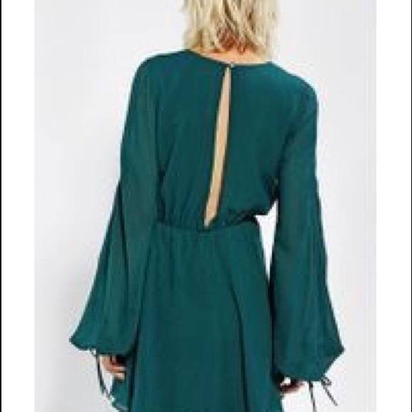 Dress the Population Mara Long Sleeve Dress Emerald Green Open Back - Picture 2 of 6